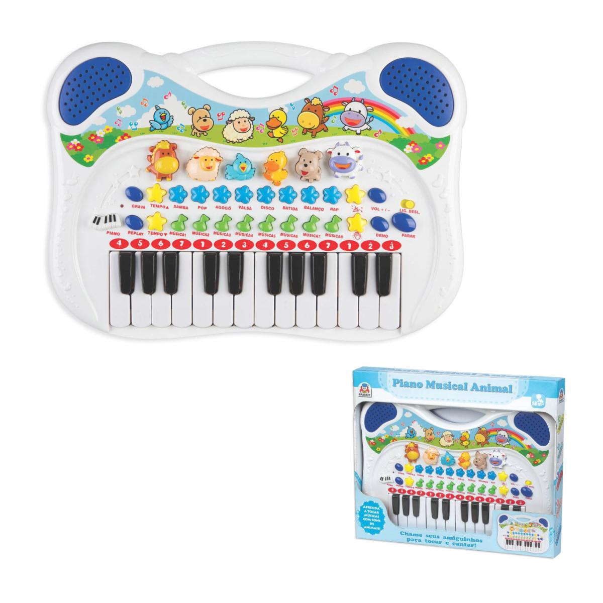 Brinquedo Piano Pianinho Musical Infantil Meninos Meninas Animal Azul na  Americanas Empresas